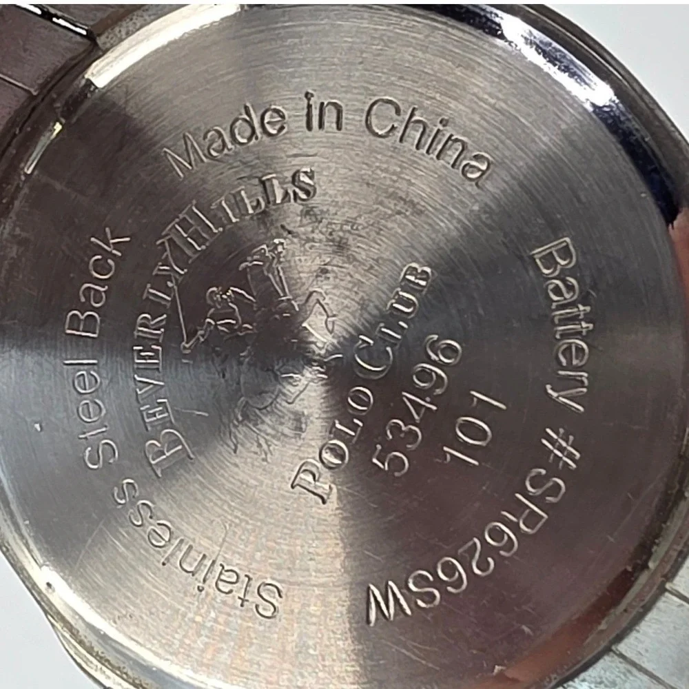 Beverly Hills Polo Club Mens Silver Tone Quartz Watch 53496 101 SR626SW‎